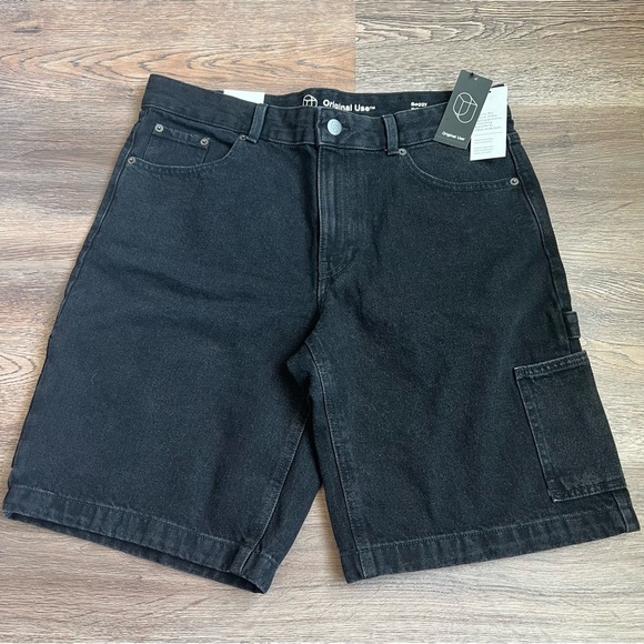 Men's 11" Denim Cargo Shorts - Original Use Black Wash - Picture 3 of 5